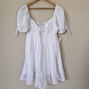 The Impeccable Pig White Milkmaid Babydoll Romper Dress Size Large New